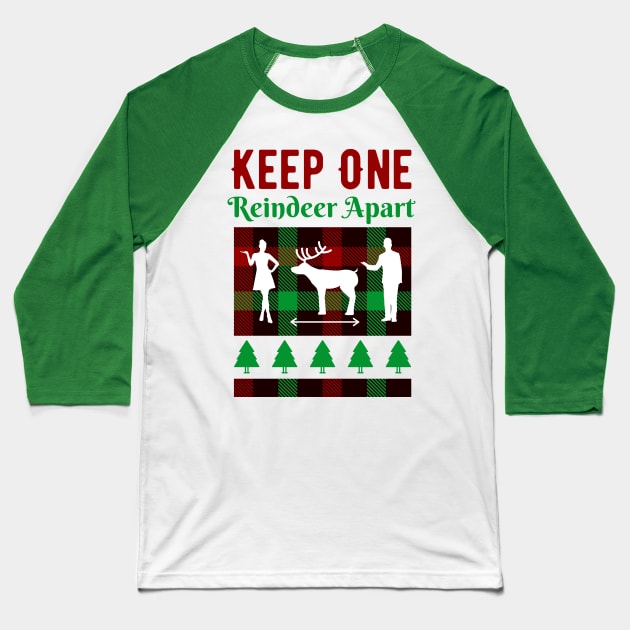 Keep One Reindeer Apart Xmas Gift Baseball T-Shirt by davidisnoartist